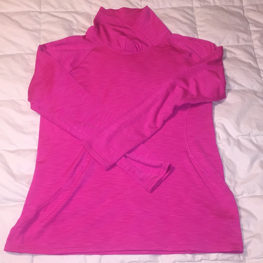 Bright pink fleece pullover top
